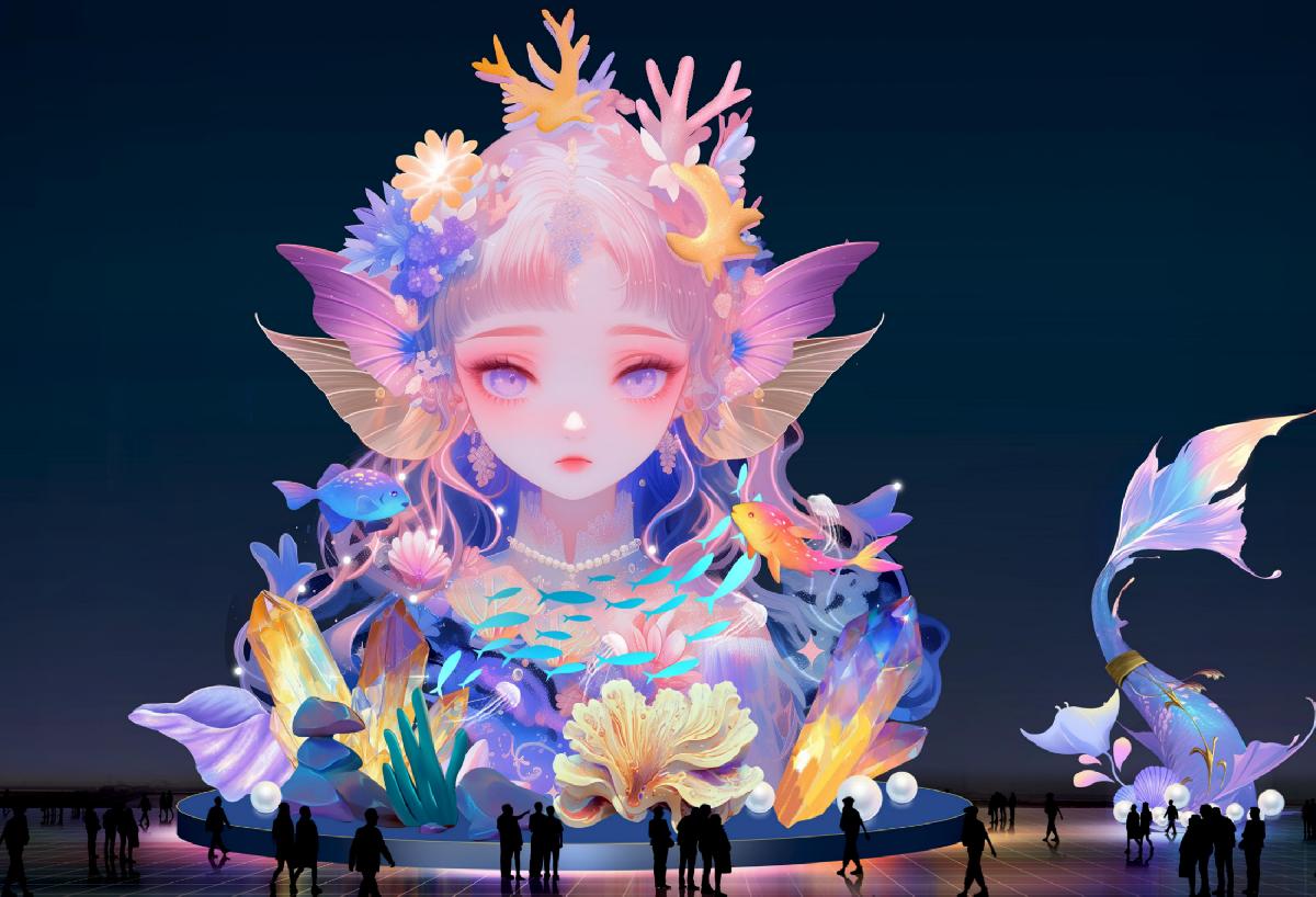 大型灯组人鱼公主灯光